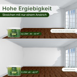 Veluxis® Wandfarbe Grau für den Innenraum - 2,5 Liter & Deckkraft-Klasse 1, Streifenfrei, tropfarm & Öko Farbe, VOC-frei - (Asian Noodles)