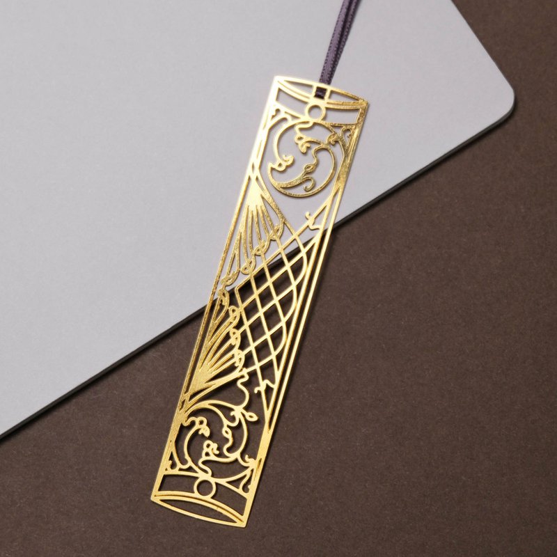 metal bookmark with ribbon - art nouveau "arabesque"