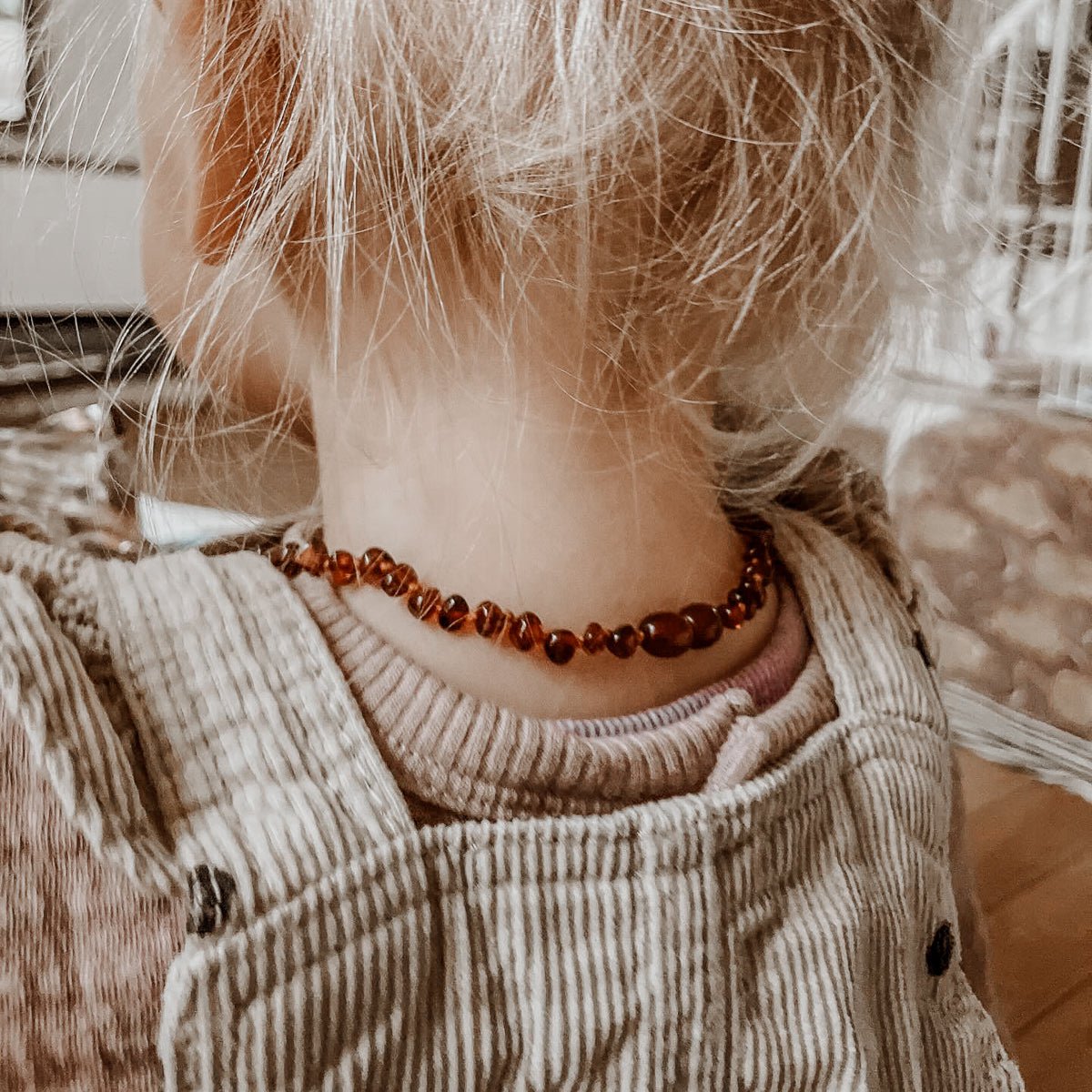 Bernsteinkette Kind - Cognac - 32 cm