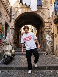T-shirt Oversize "Loud" Stampa Rossa | Horda Cotone 200g