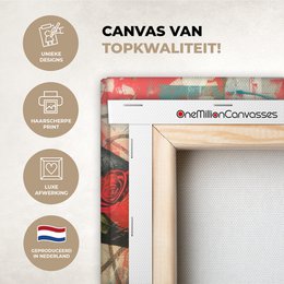 Canvas schilderij - Wanddecoratie Graffiti - Rozen - Handen - Street art - Muurdecoratie woonkamer - Slaapkamer decoratie - Kamer accessoires - Schilderijen op canvas