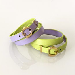 DUO TWIST læderarmbånd Lime - Lila