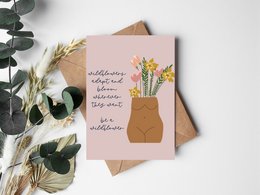 Postkort "vær en vildblomst" - feministisk postkort
