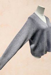 Jersey punto canalé manga larga cuello pico - Viscosa - 1336