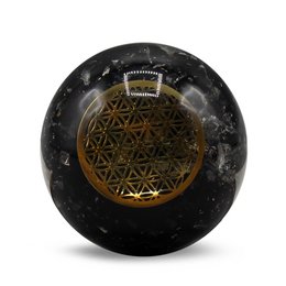 Orgone Sphere-Black Tourmaline-Flower of Life