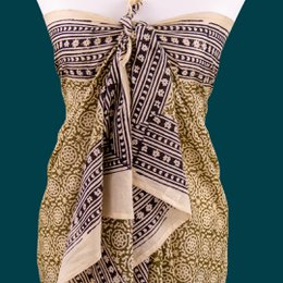 Yellow Pareo, Sarong, scarf, beach towel, summer scarf, shoulder cloth, wrap dress, made of 100% cotton, printed with natural colors, handmade