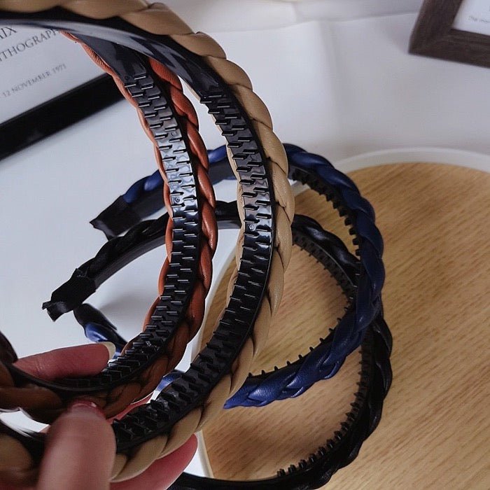 Braided Leather-Look Headband