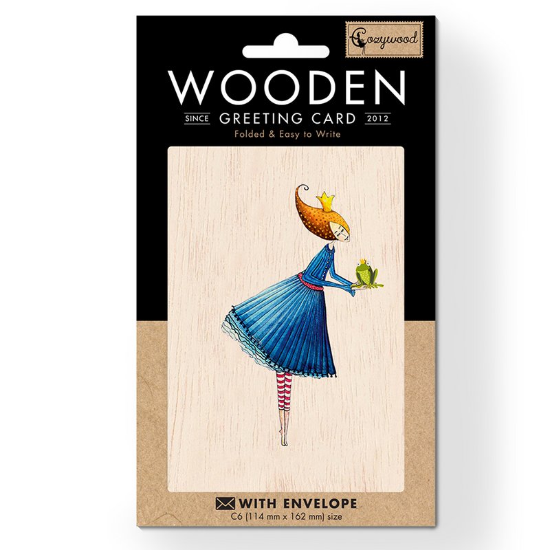 Princess and Frog Wooden folded greeting card