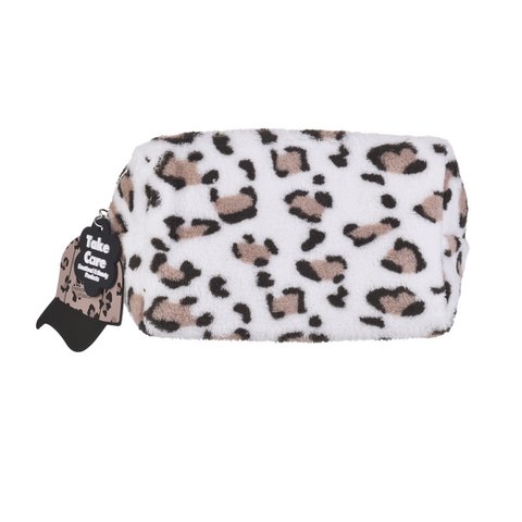 PLUSH TOILETRIES/MAKEUP BAG – LEOPARD PATTERN
