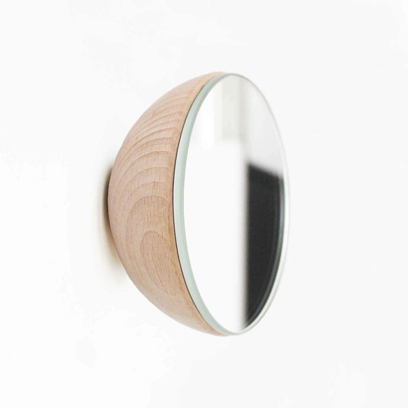 Round Beech Wood Wall Mirror Hook