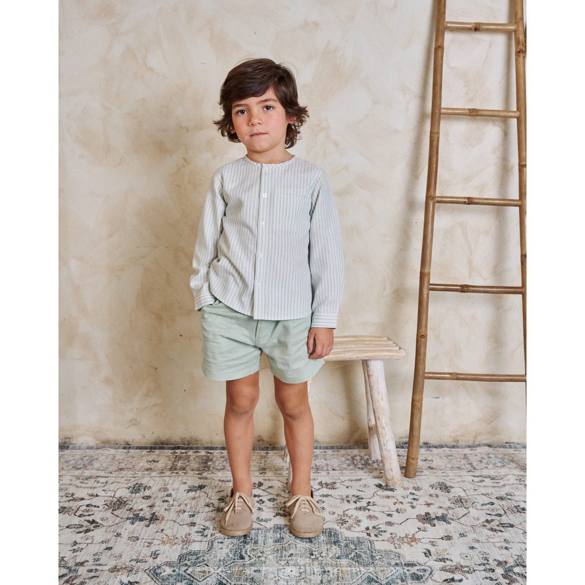 Jungen gestreiftes Hemd mit Mao Kragen M139-29502073