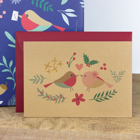 Ansichtkaart Bird Love, optioneel met envelop