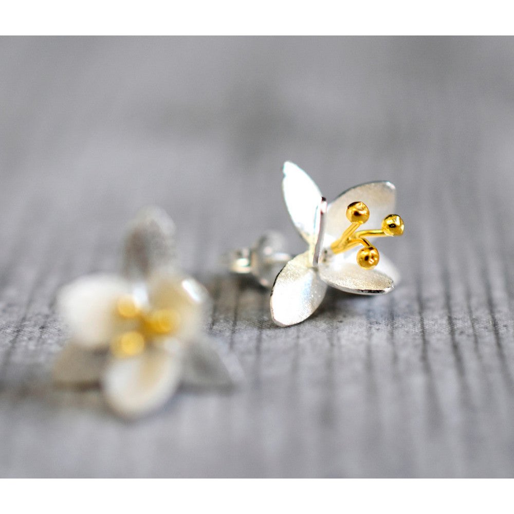 Oorknopjes met bloemen - 925 sterling zilver - OHR925-33