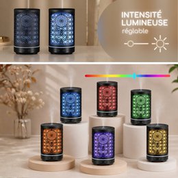 Diffusore ad Ultrasuoni - Siena - Diffusione di Oli Essenziali con Telecomando - Metallo - Idea Regalo Originale