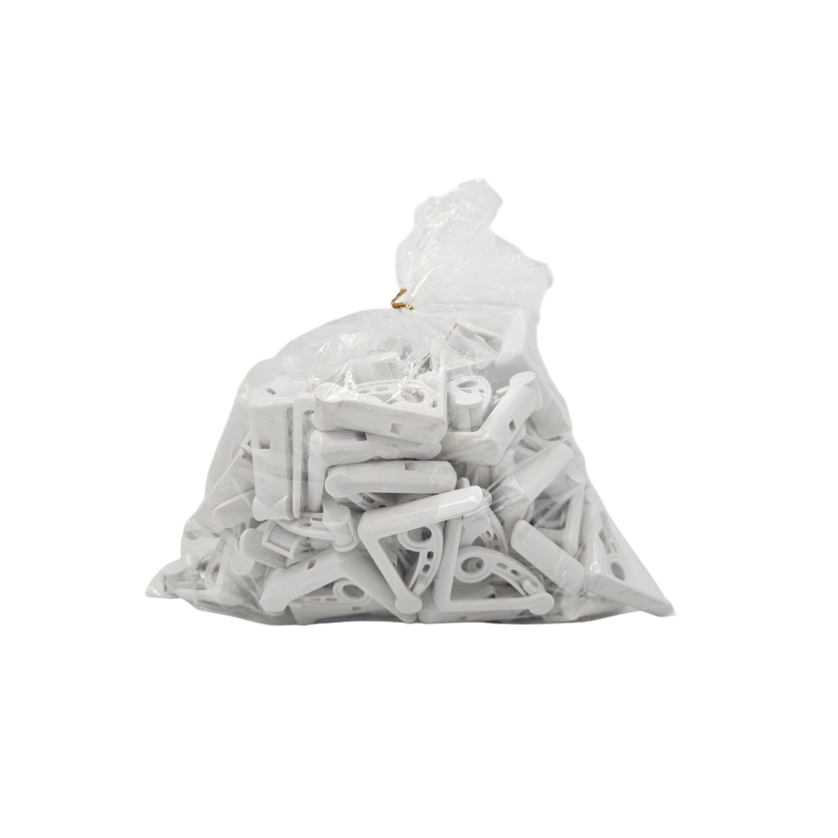 Table clamps - set of 100 pieces in polybag - transparent or white - PVC - bulk packaging