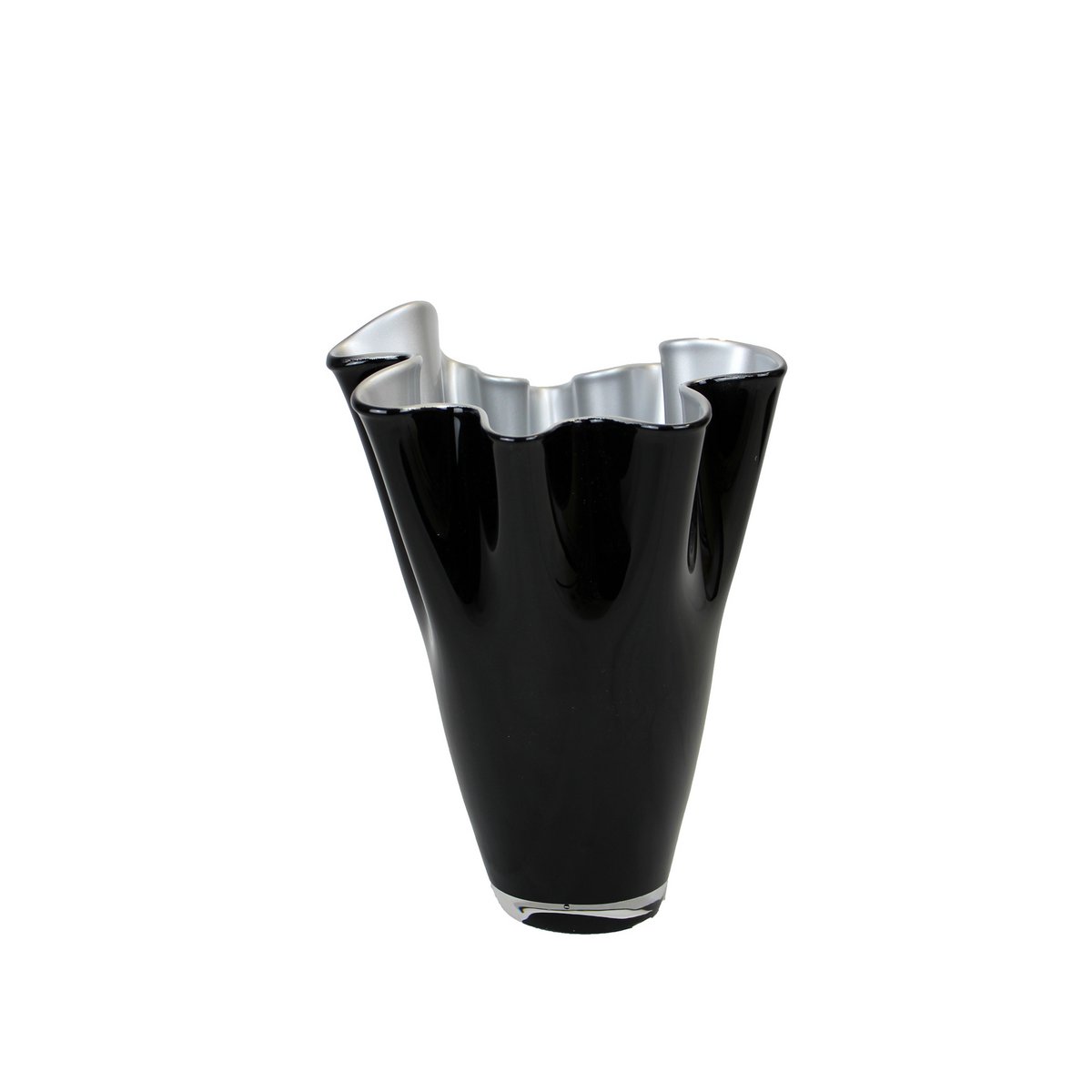Vase glass wavy two-tone black silver glass vase table vase