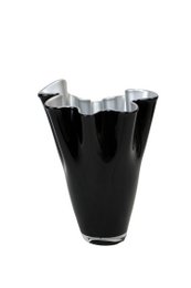 Vase glass wavy two-tone black silver glass vase table vase