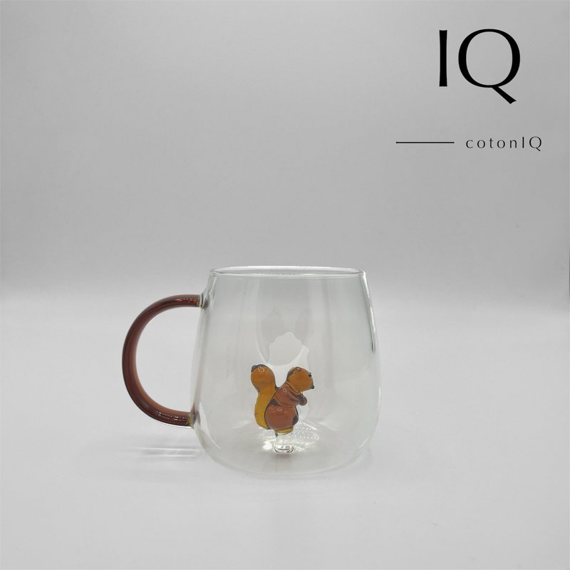 Glass cup with 3D figure-squirrel-380 ml