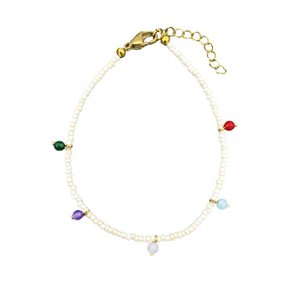 Anklet 5 multicolor dots beige