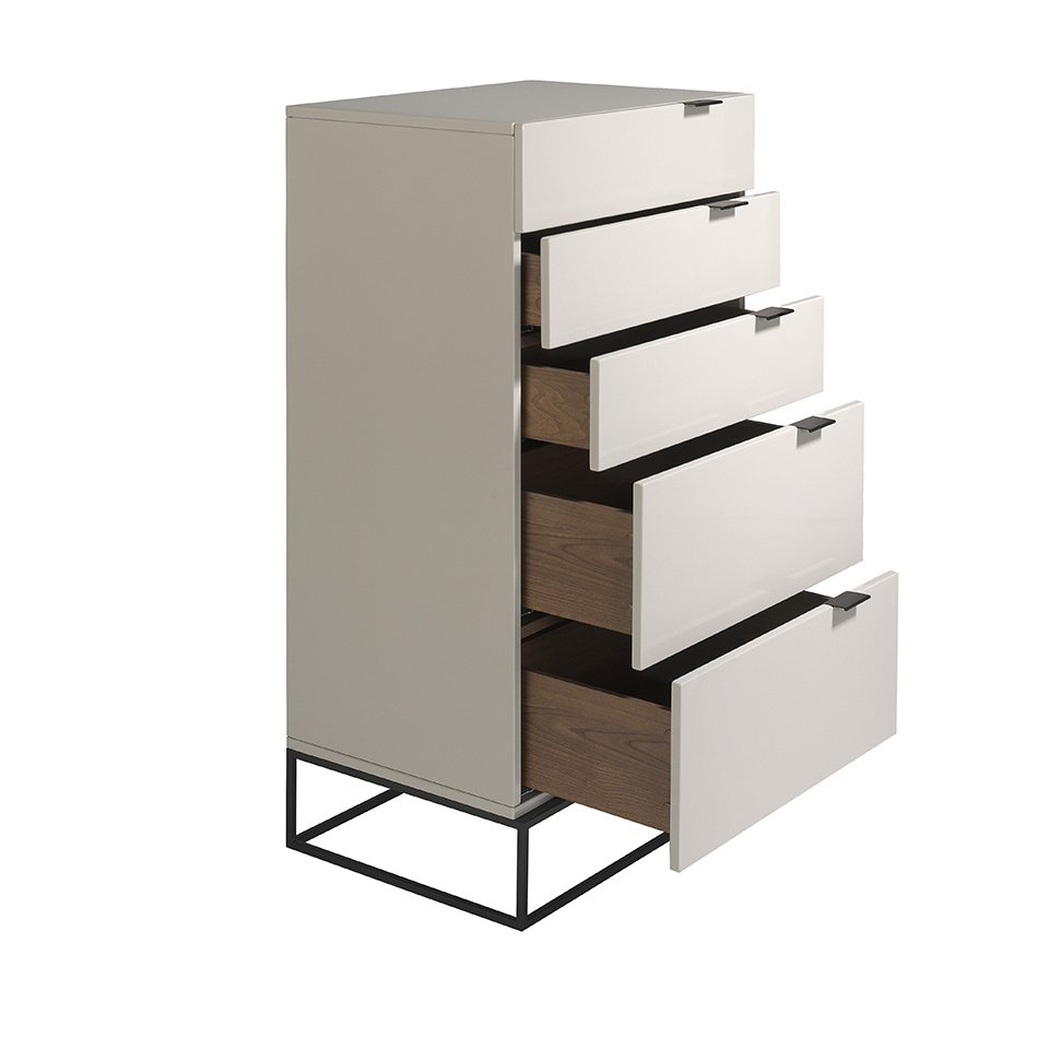 Chiffonier in Pearl Grey hout en zwart staal