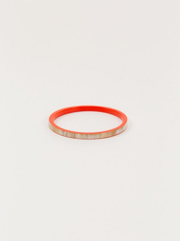 Bracelet bandeau en corne blonde et laque orange