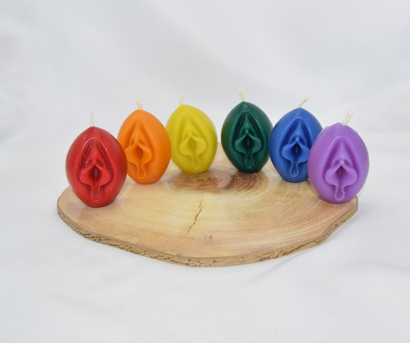 2" LGBTQ Rainbow Vagina Candle Set
