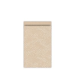 Kraft/white gift bags with a dotted pattern, available in two sizes: 17x25cm and 12x19cm.