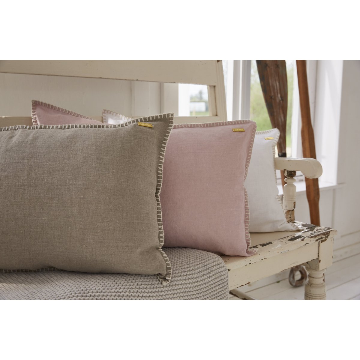 Cushion Cover with Stitch - Nature - 40cm x 60cm - Linen