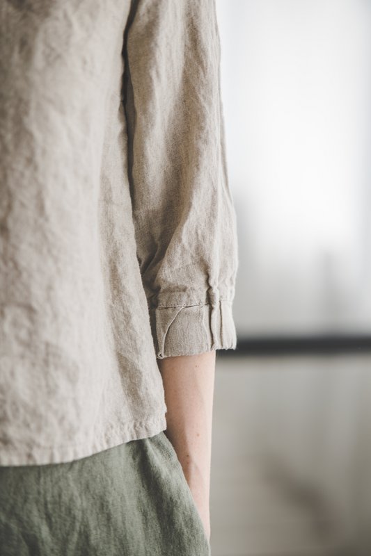 Leinenbluse mit 3/4 Ärmeln