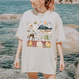 Camiseta Noruega Trip Escandinavia - Camisa de casas de algodón orgánico Casas - Souvenir de Noruega