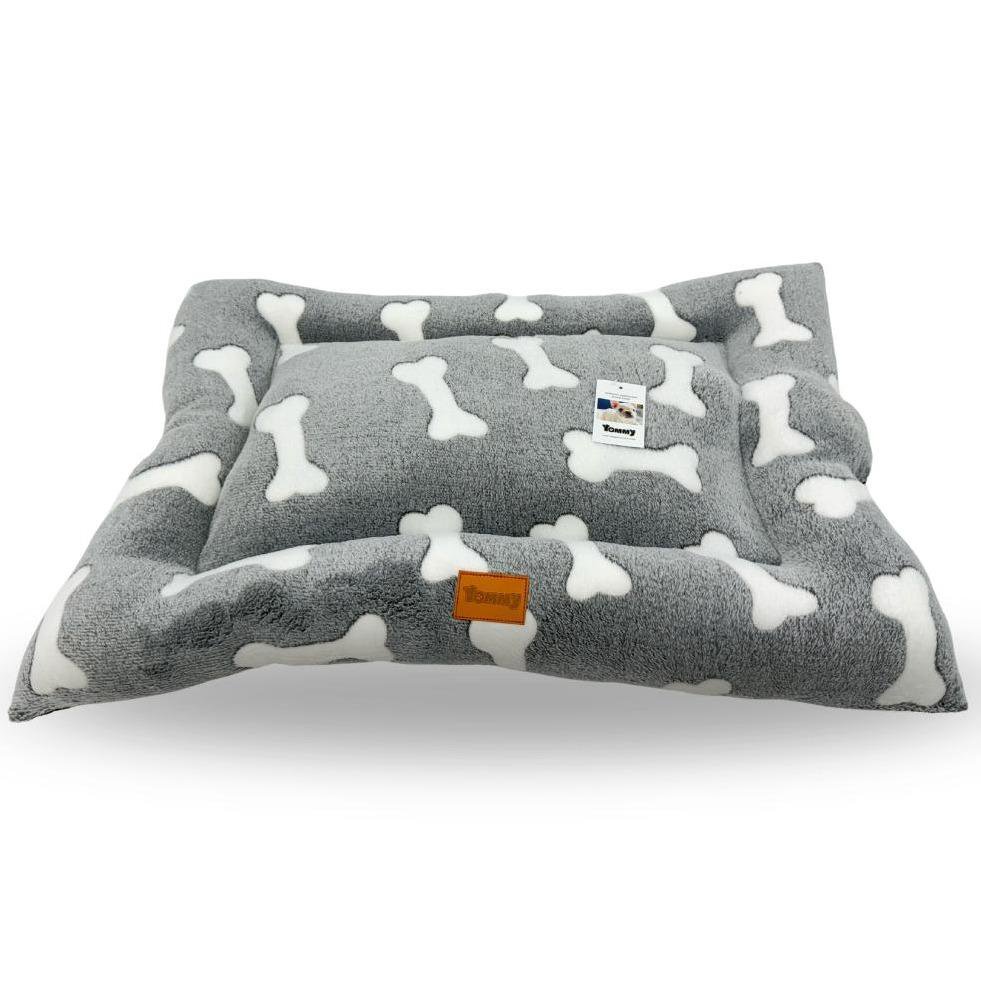 Yommy Dog Bed in 3 Sizes (M,LXL) – Grey Stars and Bones Design Pet Bed | Soft, Non-Slip, Durable, and Washable Indoor Dog Bed for Comfortable Rest