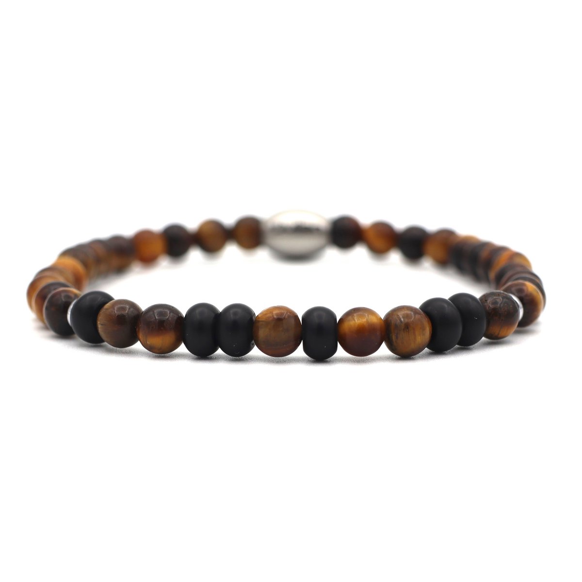 Morse code armband papa tijgeroog en onyx