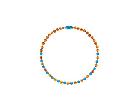 Amber and Blue Turquoise - Baby Necklace