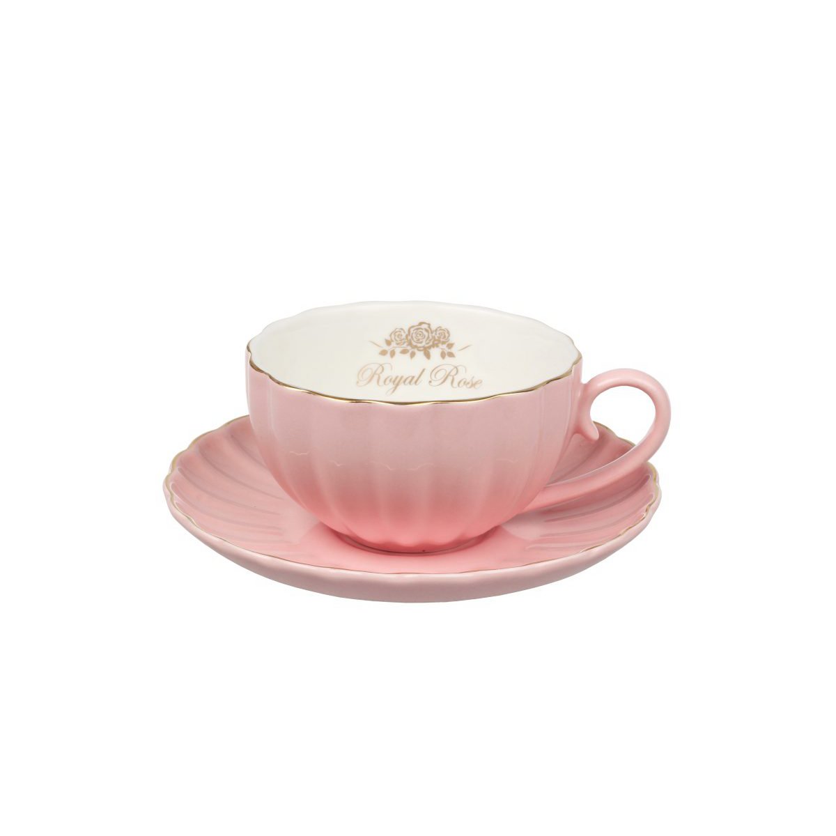 Royal Rose kop & underkop pink med guldkant 200 ml Isabelle Rose
