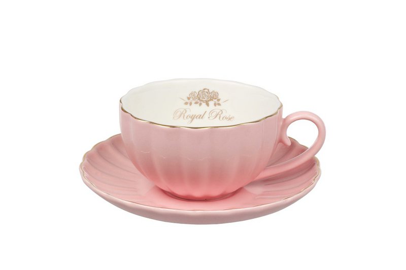 Royal Rose tazza con piattino rosa con bordo dorato 200 ml Isabelle Rose