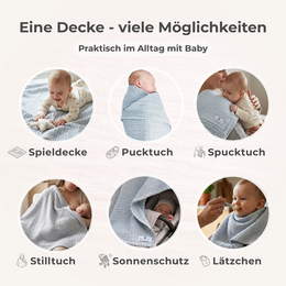 Blue 4 in 1 Muslin Baby Blanket Large