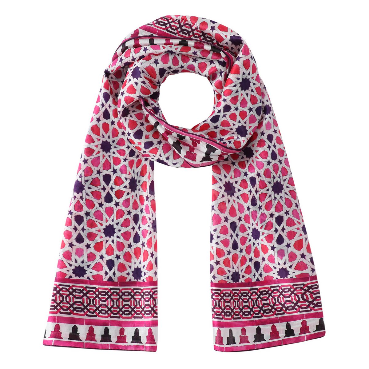 Pink Islamic Art Silk Scarf Partal