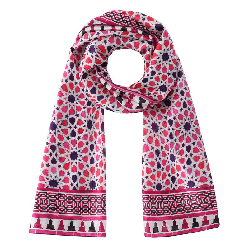Pink Islamic Art Silk Scarf Partal
