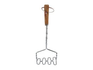 Potato masher with wooden handle