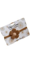 Brown floral hair tie with ribbon accent