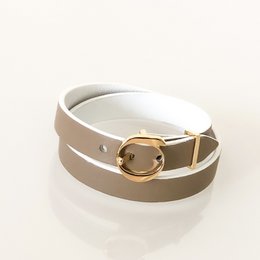 Bracciale in pelle DUO TWIST Beige - Bianco