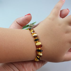Kids bracelet Baltic Amber elastic beaded bracelet for children