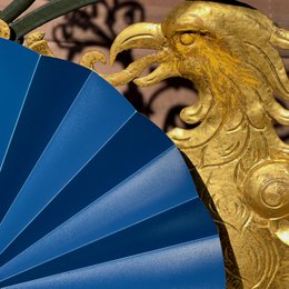 Hand fans, fans, dark blue opaque, sustainable