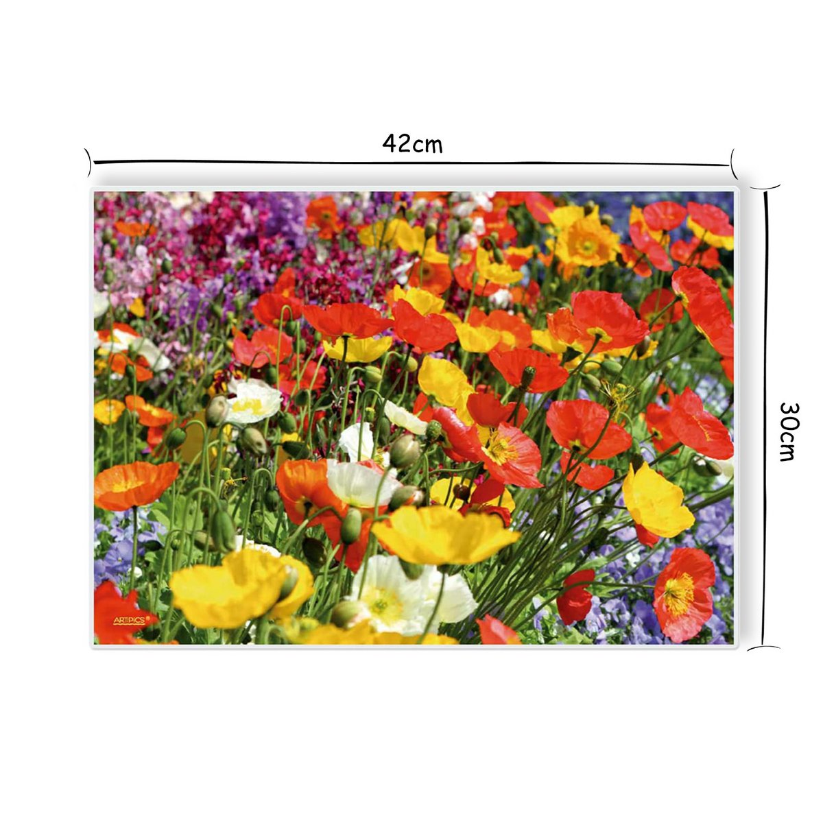 Artipics manteles individuales prado de flores 4 piezas manteles individuales de plástico lavable cada uno 42 x 30 cm flores de colores veraniegas decoración de mesa natural para la cocina, comedor, invitados, interior, exterior