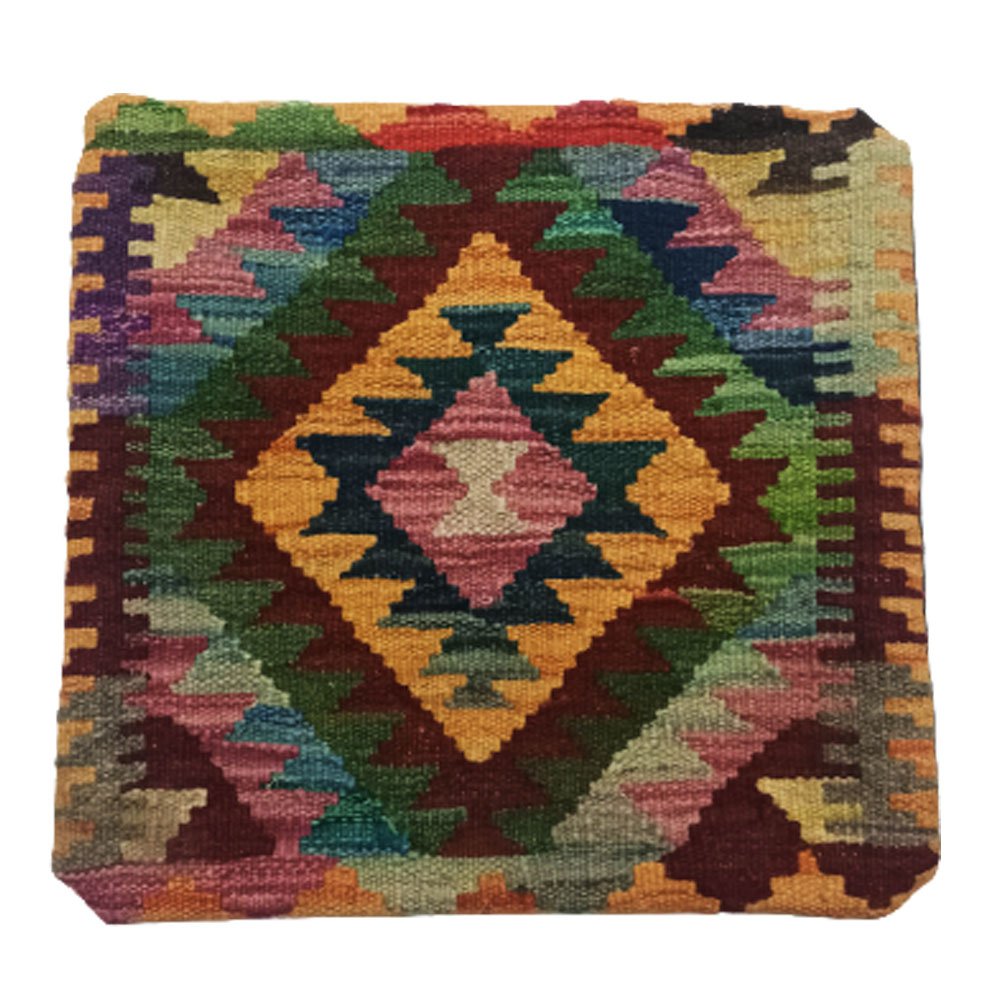 Housse de coussin marron rouge tissée à la main Kilim