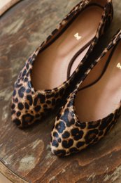 Klassiske ballerinaer i læder - Audrey - Leopard 34-42
