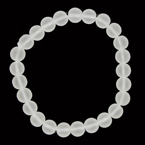 Glass bracelet, 8mm, white