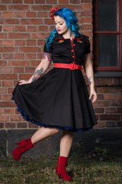 EU Stock Sherry Rockabilly Diner kjole i sort/rød