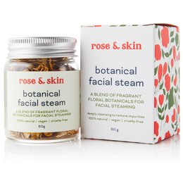 Botanical facial steam with natural ingredients like rose petals, chamomile, and lavender to purify and nourish the skin.