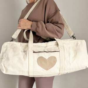 Yoga/SportsBag heart latte (vintage light canvas) NEW